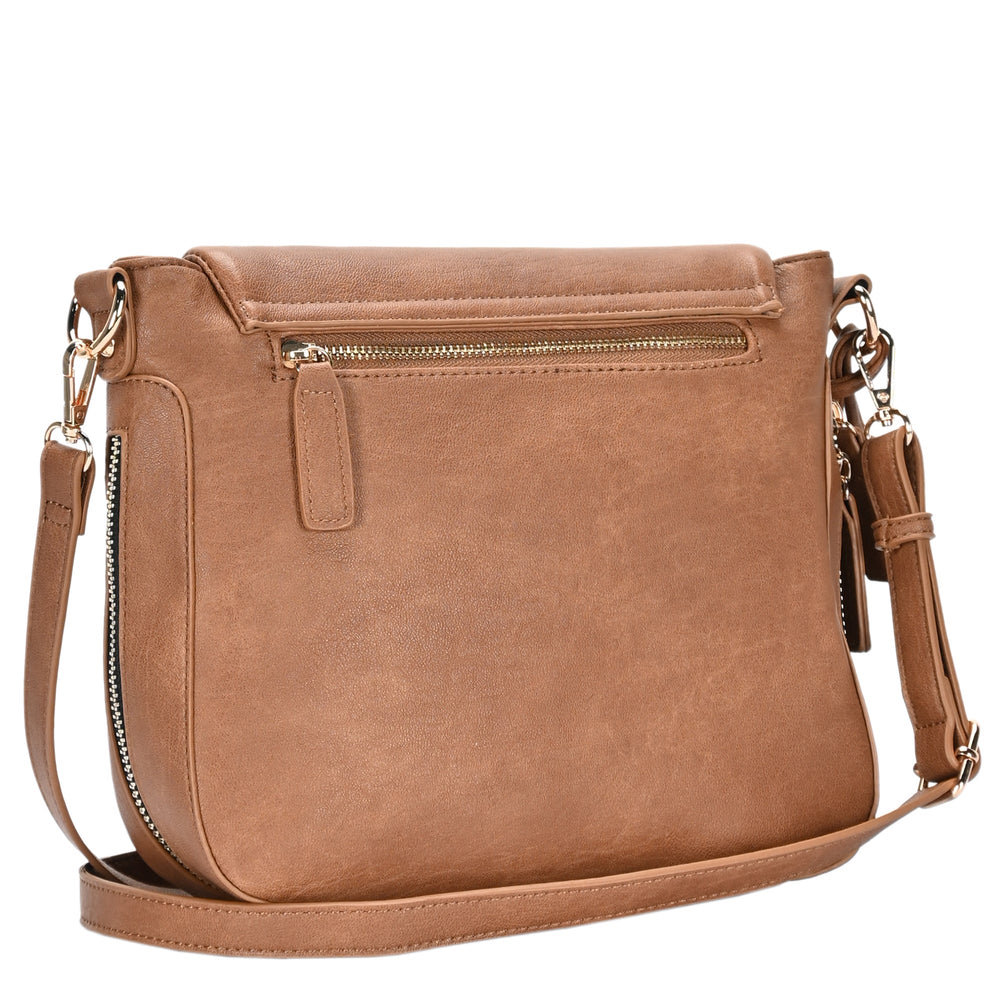 Moda Luxe Allison Weaved Crossbody Purse - Women's Bags in Tan