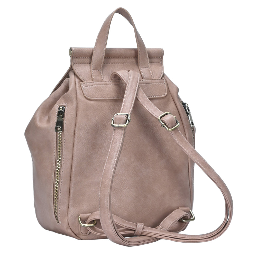 The Sofia Vegan Leather Mid-Sized Backpack by Sasha+Sofi Sand