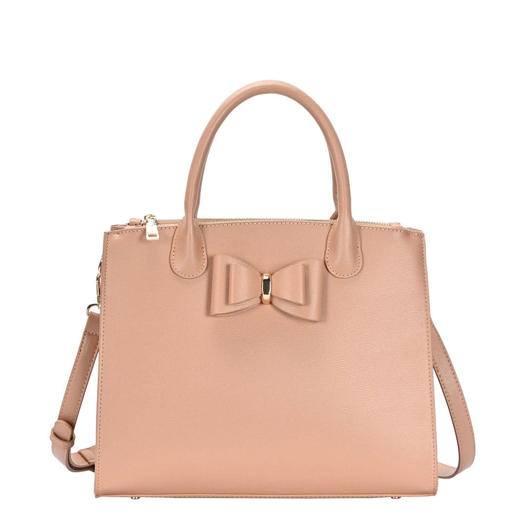 The Hazel Ring Handle Satchel Shoulder Bag by Sasha + Sofi Mauve