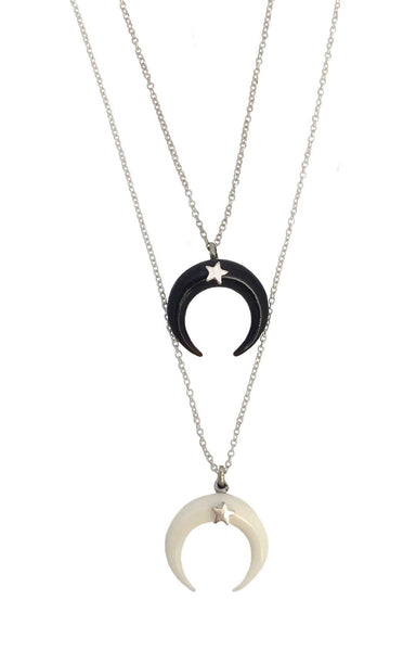 Crescent Moon Necklace with Star black – Anomaly Jewelry