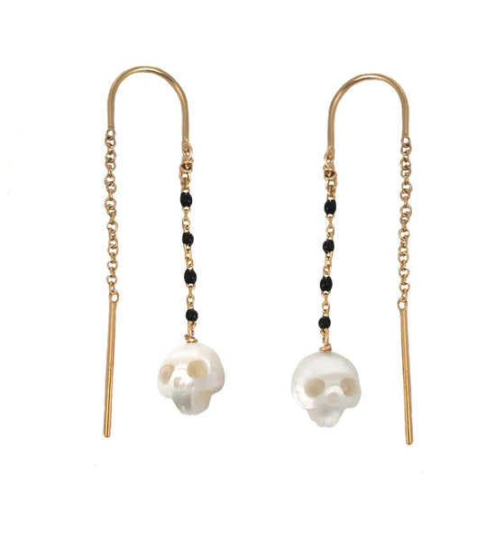 pearl skull earrings