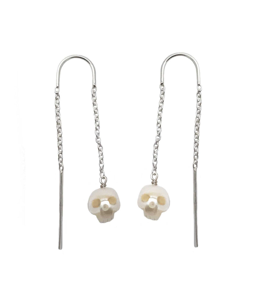 pearl skull earrings