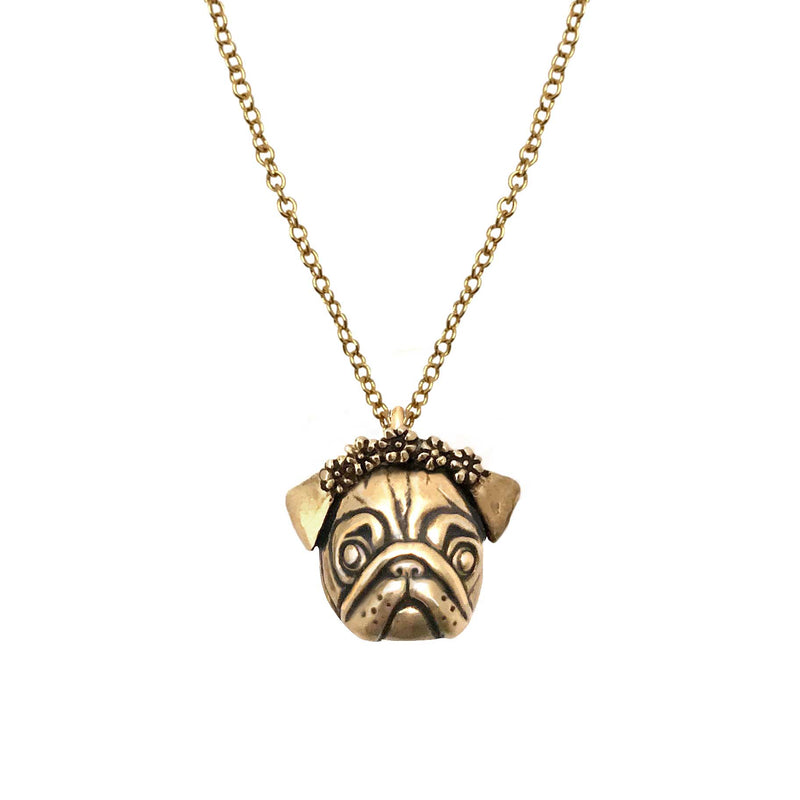 Pug with Flower Crown Necklace - Anomaly Jewelry
