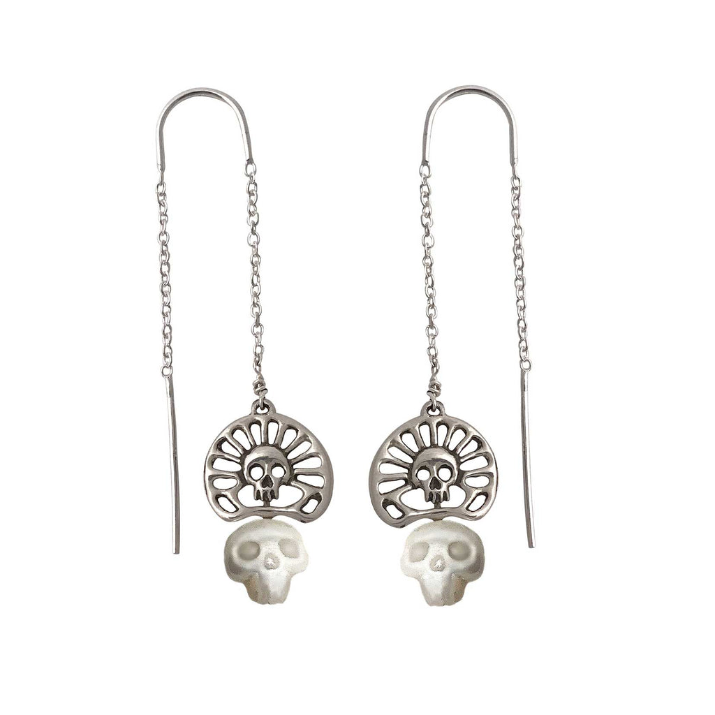 pearl skull earrings