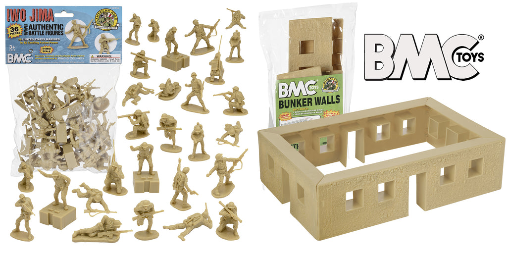 BMC Toys Tan Iwo Jima Marines and Bunker Walls