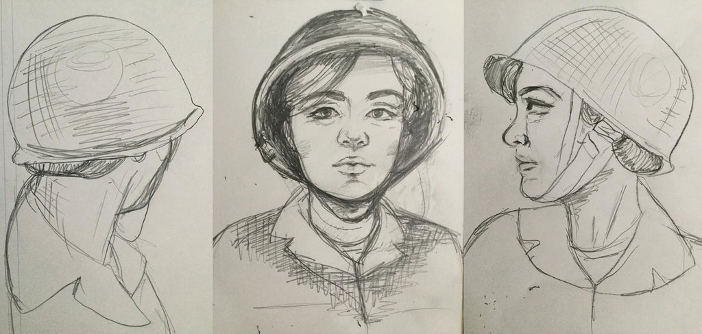 BMC Toys Plastic Army Women Helmet and Hair Sketches