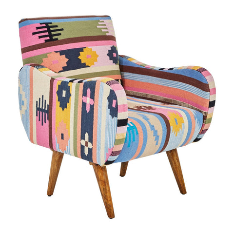 multi coloured chair and footstool