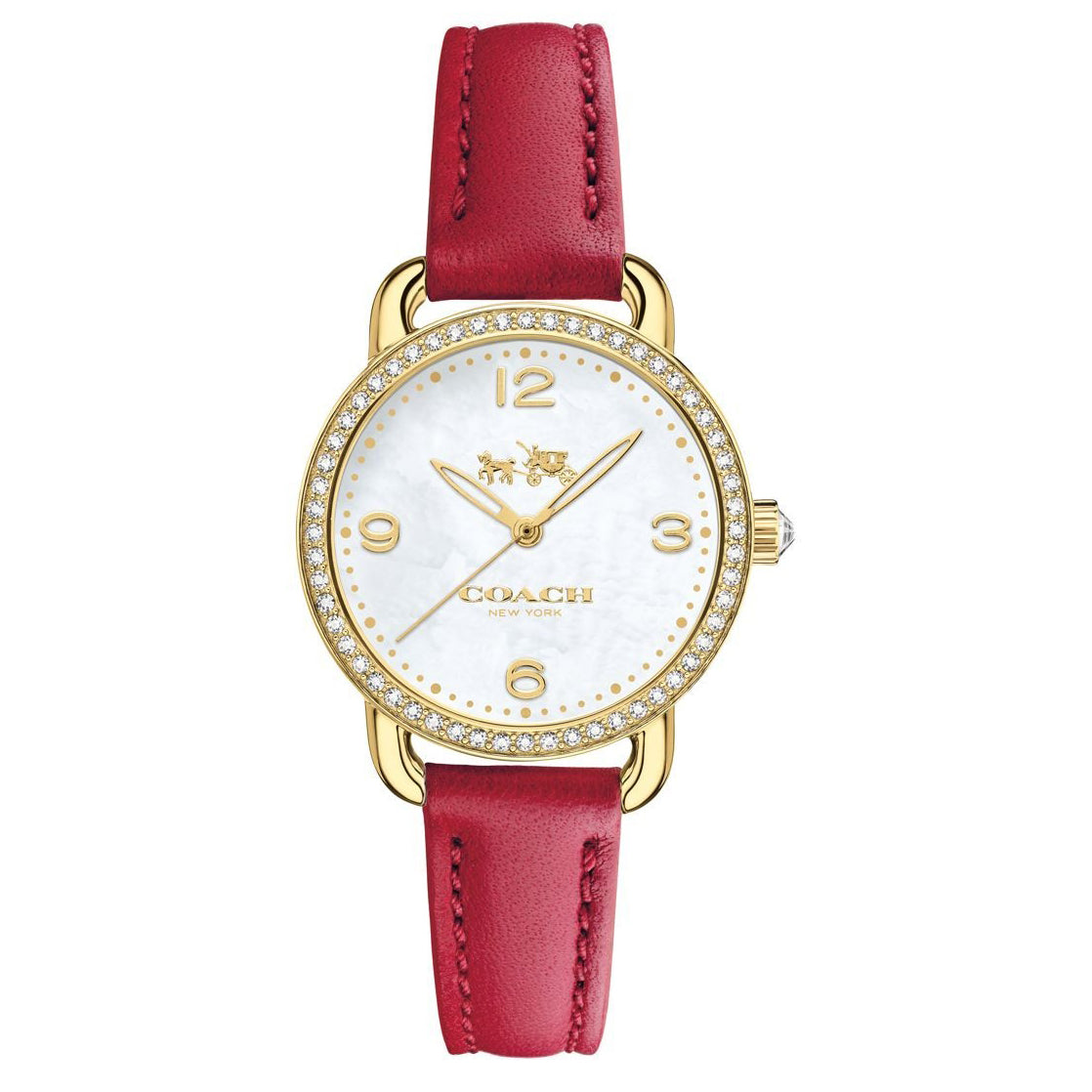 Coach 14502452 Delancey Red Leather Strap Off White Dial Ladies Watch ...