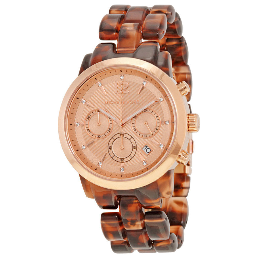 Michael Kors MK6199 Audrina Chronograph Tortoise Rose Gold-Tone Ladies Watch  - 32° Watches