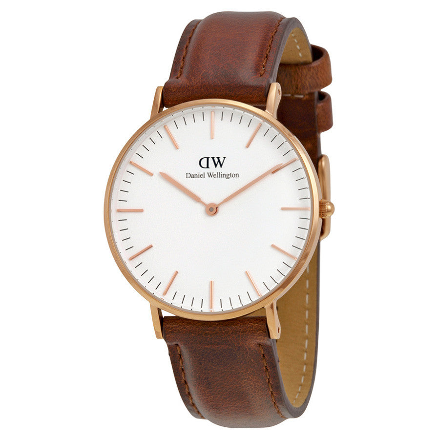 TRUE portugisisk Supplement Daniel Wellington 0507DW Classic St Andrews Rose Gold 36mm Brown Leather  Ladies Watch - 32° Watches