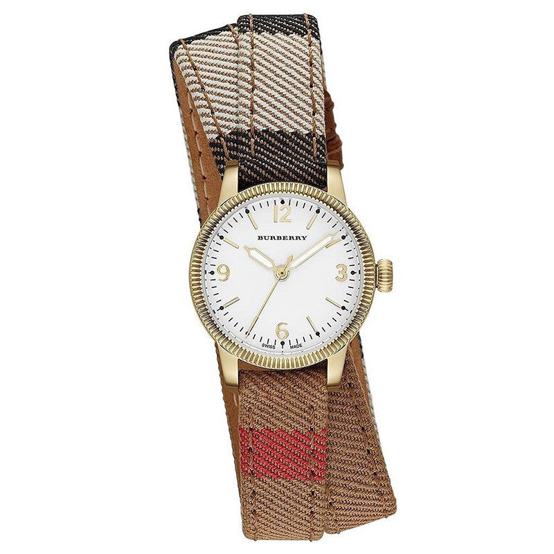 Burberry BU7851 Utilitarian White Dial Check Canvas Ladies Watch - 32°  Watches
