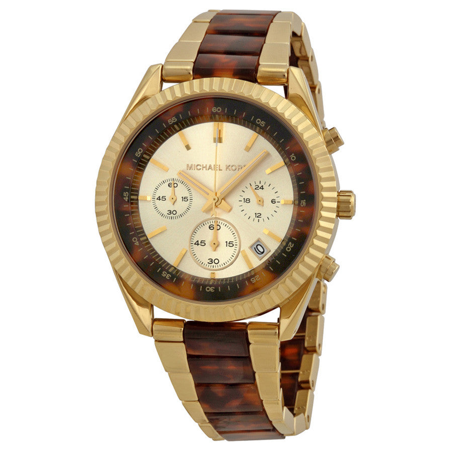 Michael Kors MK5963 Clarkson Chronograph Champagne and Tortoise Shell Dial  Ladies Watch - 32° Watches