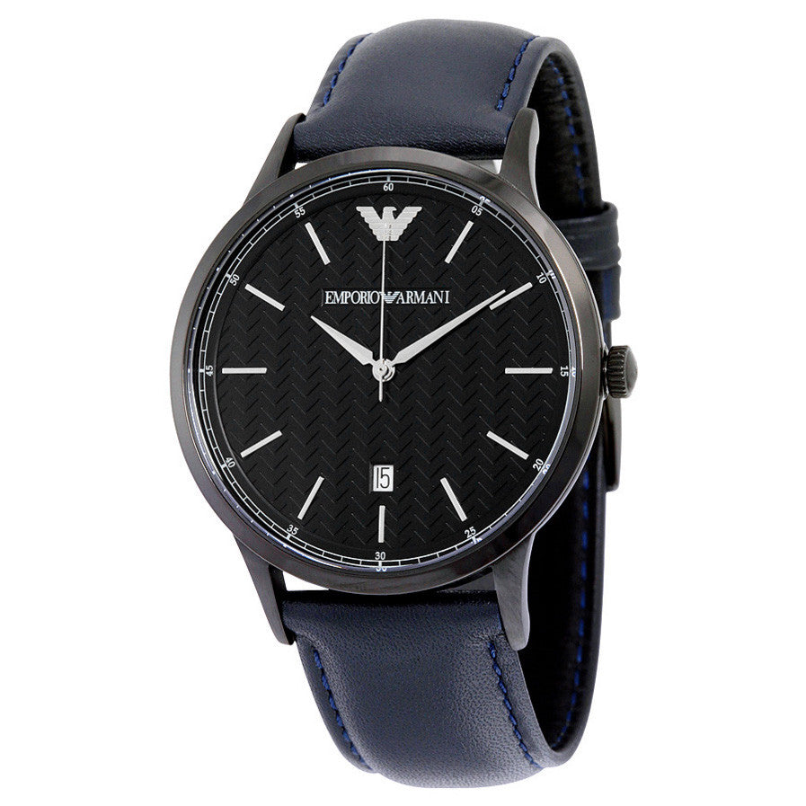 Emporio Armani AR2479 Black Dial Blue Leather Men's Watch - 32° Watches