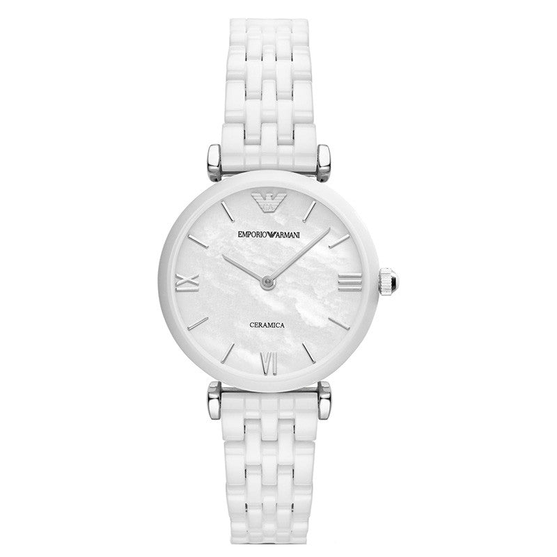 emporio armani ceramica white watch