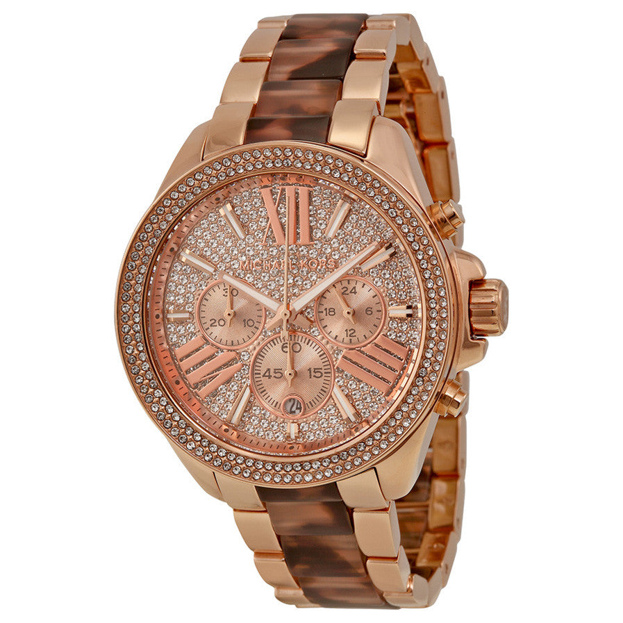 Michael Kors MK6159 Wren Chronograph Crystal Pave Dial Rose Gold-tone and  Tortoise-shell A - 32° Watches