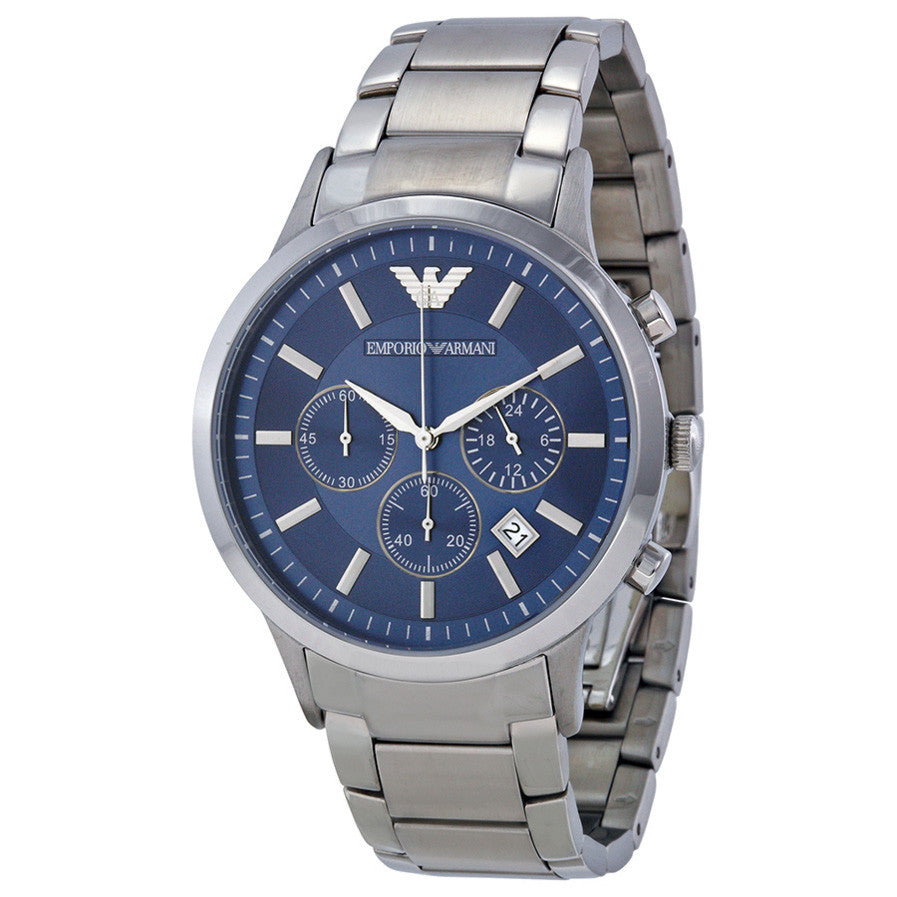 emporio armani ar2448 men's chronograph watch with navy blue dial
