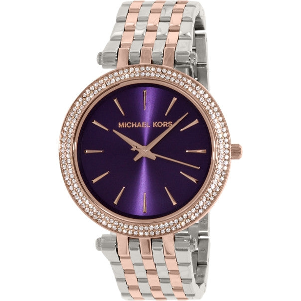 Michael Kors MK3353 Darci Purple Dial Pave Bezel Ladies Watch - 32° Watches