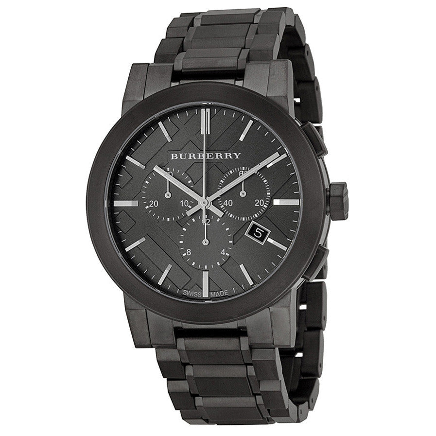 Burberry BU9354 Chronograph Dark Grey Dial Black Ion-plated Men's Watch -  32° Watches
