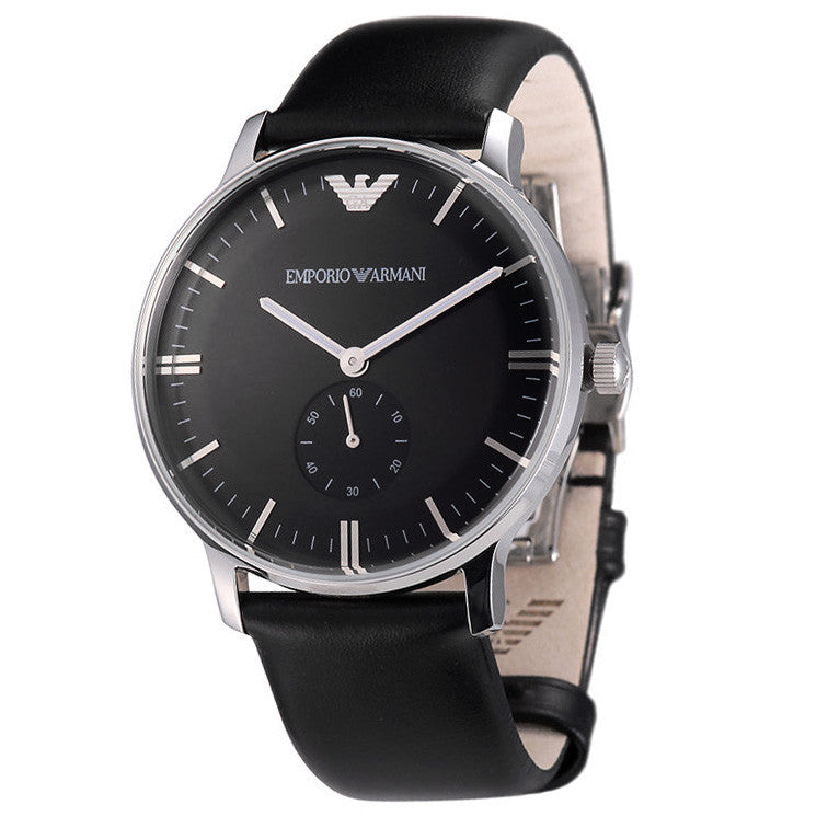 Emporio Armani AR0382 Classic Black Dial Black Leather Men's Watch - 32°  Watches