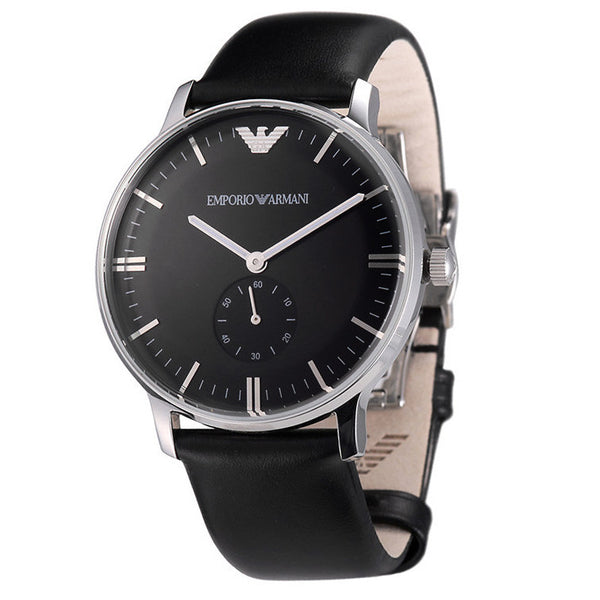 Emporio Armani AR0382 Classic Black Dial Black Leather Men's Watch - 32 ...