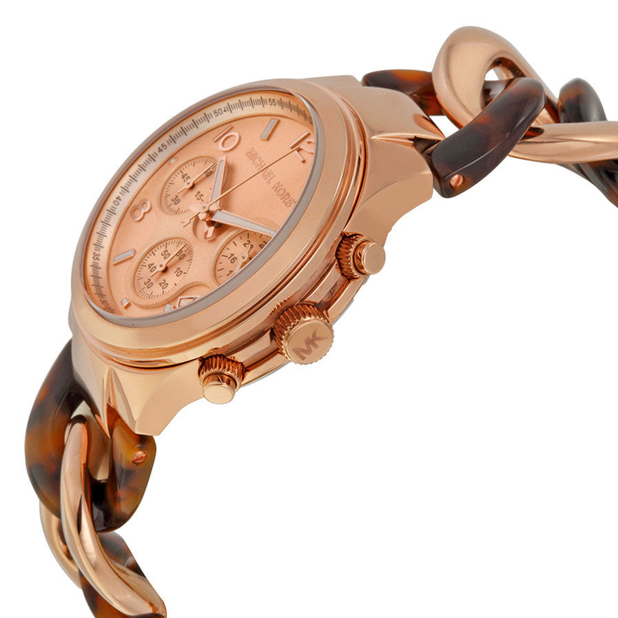 Michael Kors MK4269 Runway Rose Gold-tone Tortoise Twist Chain Link Ladies  Watch - 32° Watches