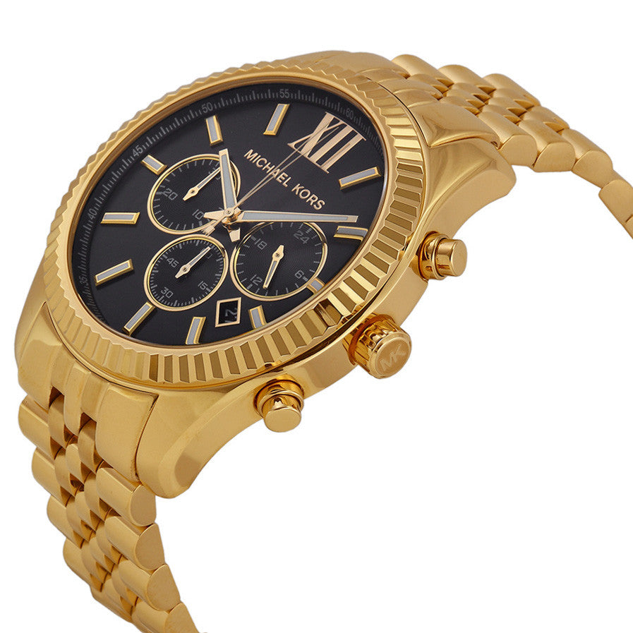 Michael Kors MK8286 Lexington Chronograph Black Dial Gold-tone Men's Watch  - 32° Watches