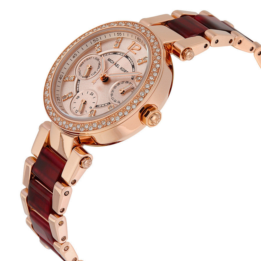 Michael Kors MK6239 Mini Parker Multi-Function Rose Dial Rose Gold-plated  and Amber Tortoi - 32° Watches