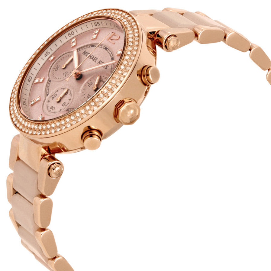 michael kors parker blush dial ladies watch