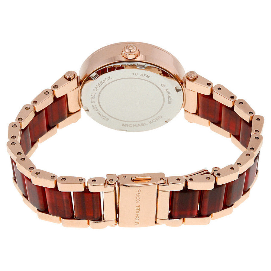 Michael Kors MK6239 Mini Parker Multi-Function Rose Dial Rose Gold-plated  and Amber Tortoi - 32° Watches