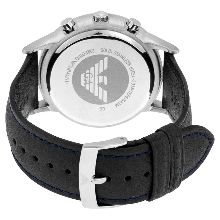Berg aftrekken bekken Emporio Armani AR2473 Emporio Classic Chronograph Blue Dial Navy Leather  Strap Men's Watch - 32° Watches