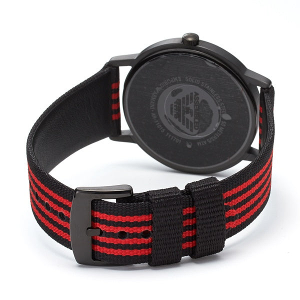 Emporio Armani AR11015 Black Dial Black And Red Striped Fabric Strap Men's  Watch - 32° Watches