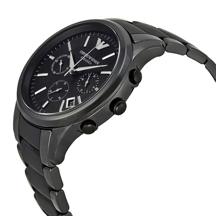 emporio armani ar1452 men's black ceramica chronograph bracelet watch