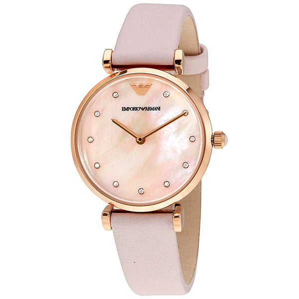 Emporio Armani AR1958 Retro Pink Mother Of Pearl Dial Ladies Watch - 32°  Watches