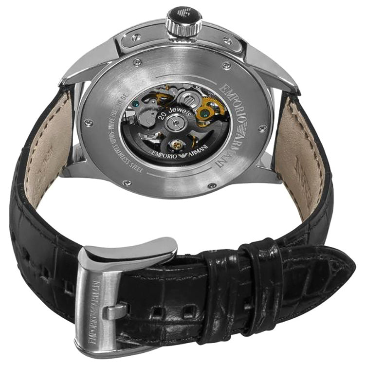 Emporio Armani AR4629 Emporio Meccanico Automatic Black Skeleton Dial Men's  Watch - 32° Watches