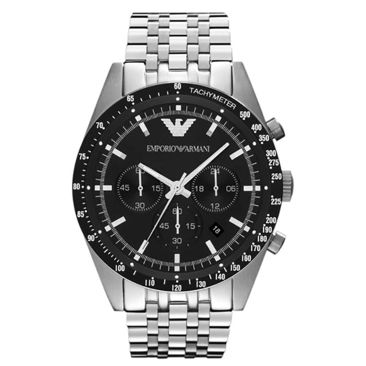 Emporio Armani AR5988 Sportivo Chronograph Black Dial Stainless Steel Men's  Watch - 32° Watches