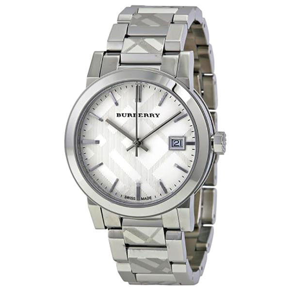 silver burberry watch women