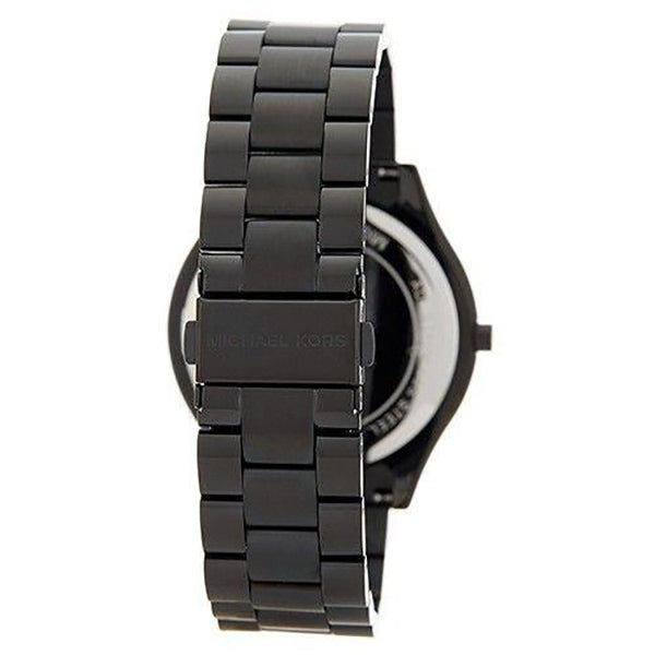 slim runway black stainless steel watch