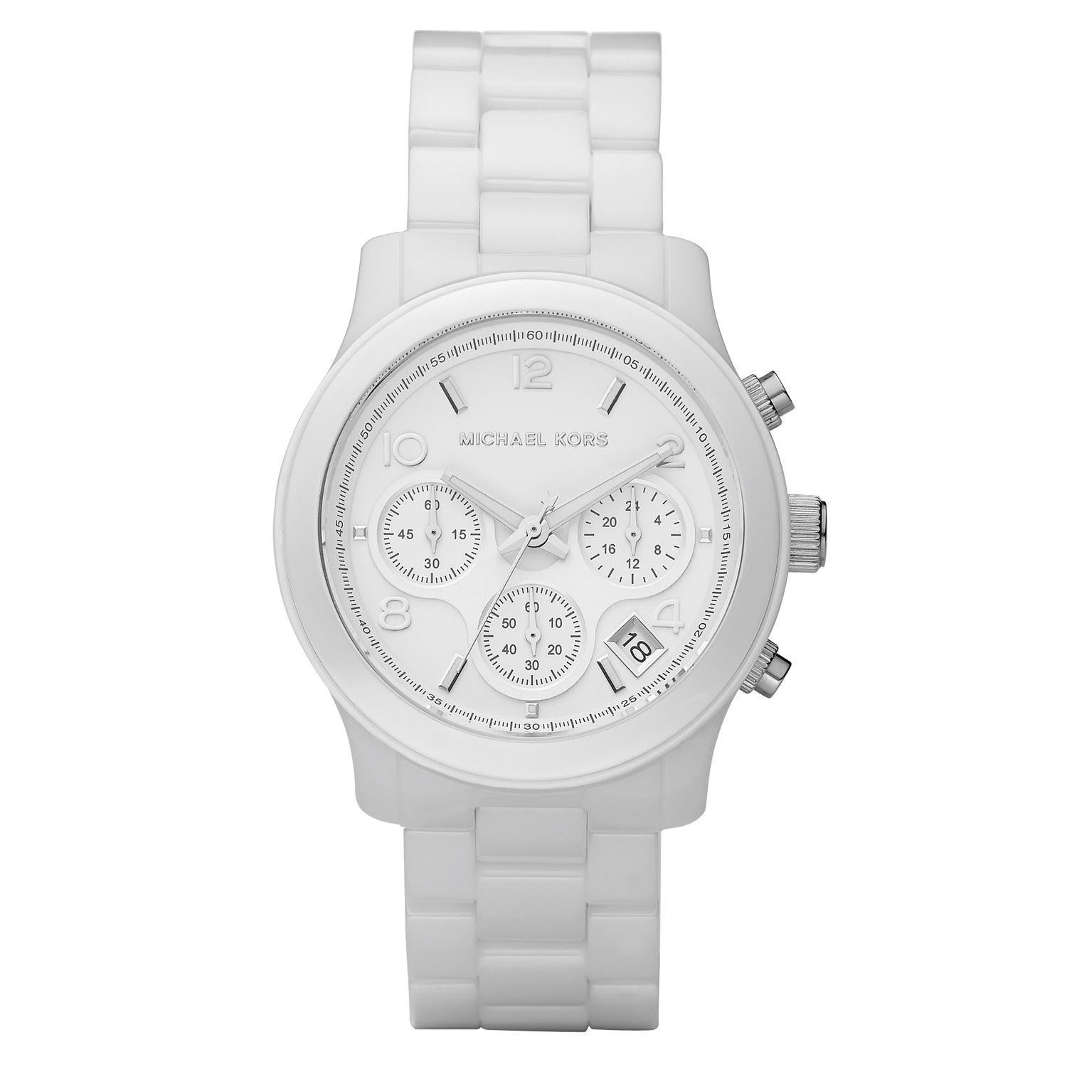 Michael Kors MK5161 White Ceramic Chronograph Runway Ladies Watch - 32°  Watches