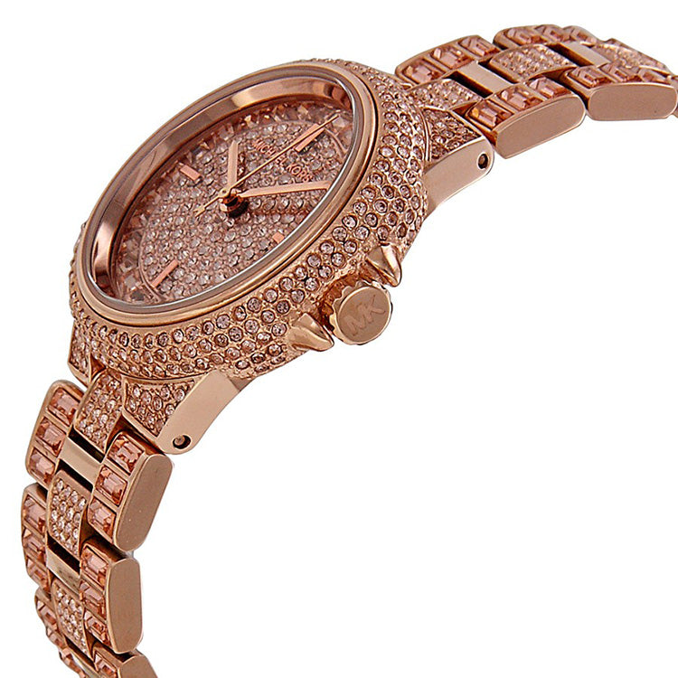 michael kors rose gold watch with swarovski crystals