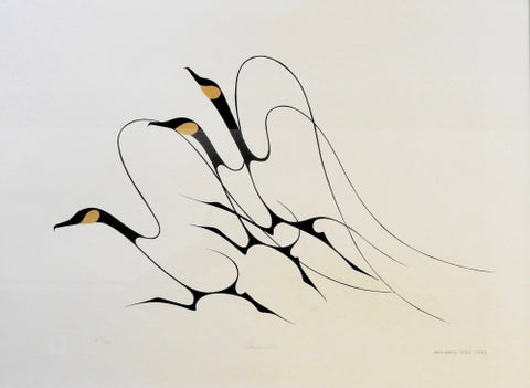 Benjamin Chee Chee, Scramble bird print featuring geese in motion.