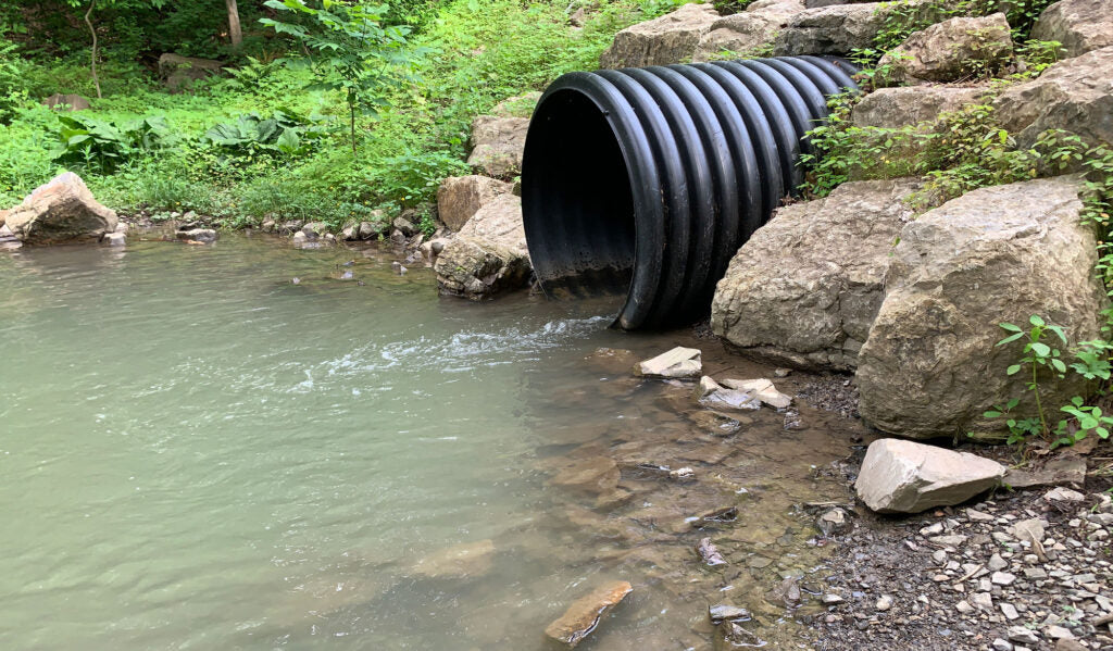 stormwater runoff emptied into lake