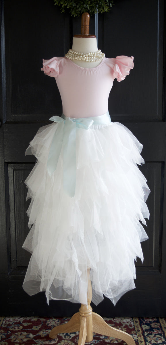 Girls Long White Ruffled Tulle Skirt – maidenlaneboutique