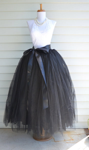 Long Floor Length Tutu Black Tulle skirt – maidenlaneboutique
