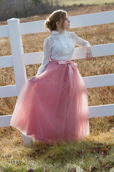 Long Tutu Rose Pink Tulle skirt – maidenlaneboutique