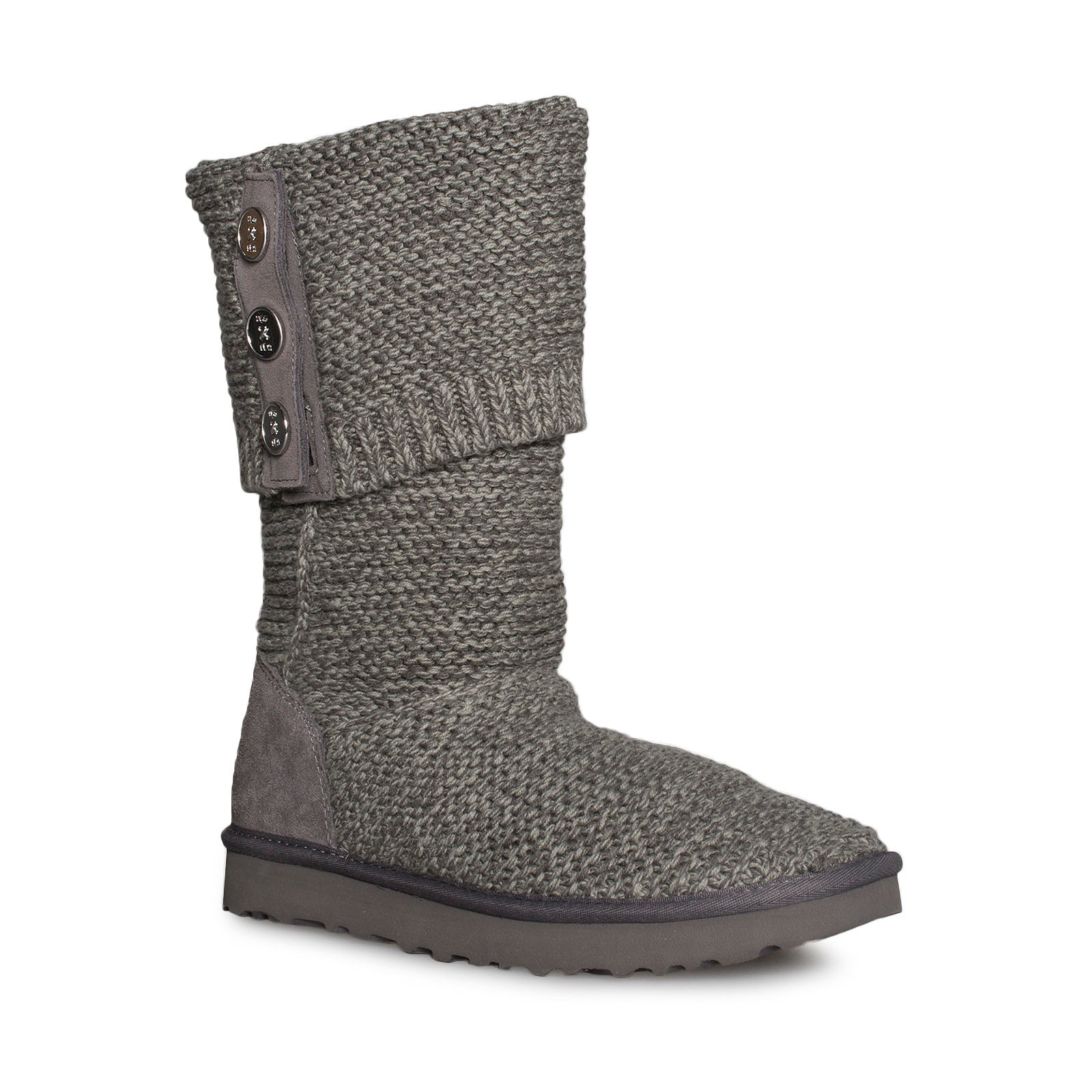 UGG Purl Cardy Knit Charcoal Boots - Women's - MyCozyBoots