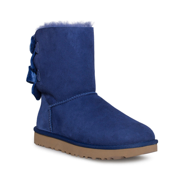 UGG Bailey bow II Velvet Ribbon Sky Blue Boots - MyCozyBoots