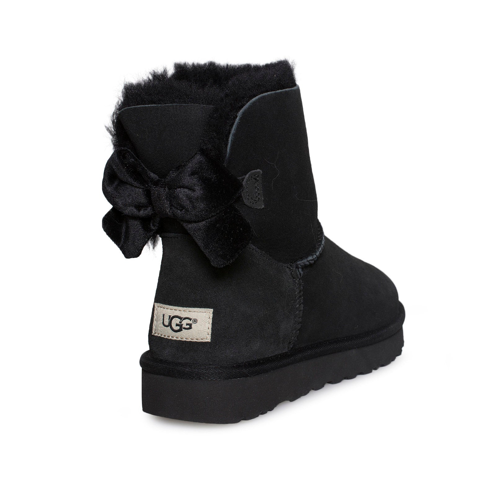 black uggs with ribbons on the back