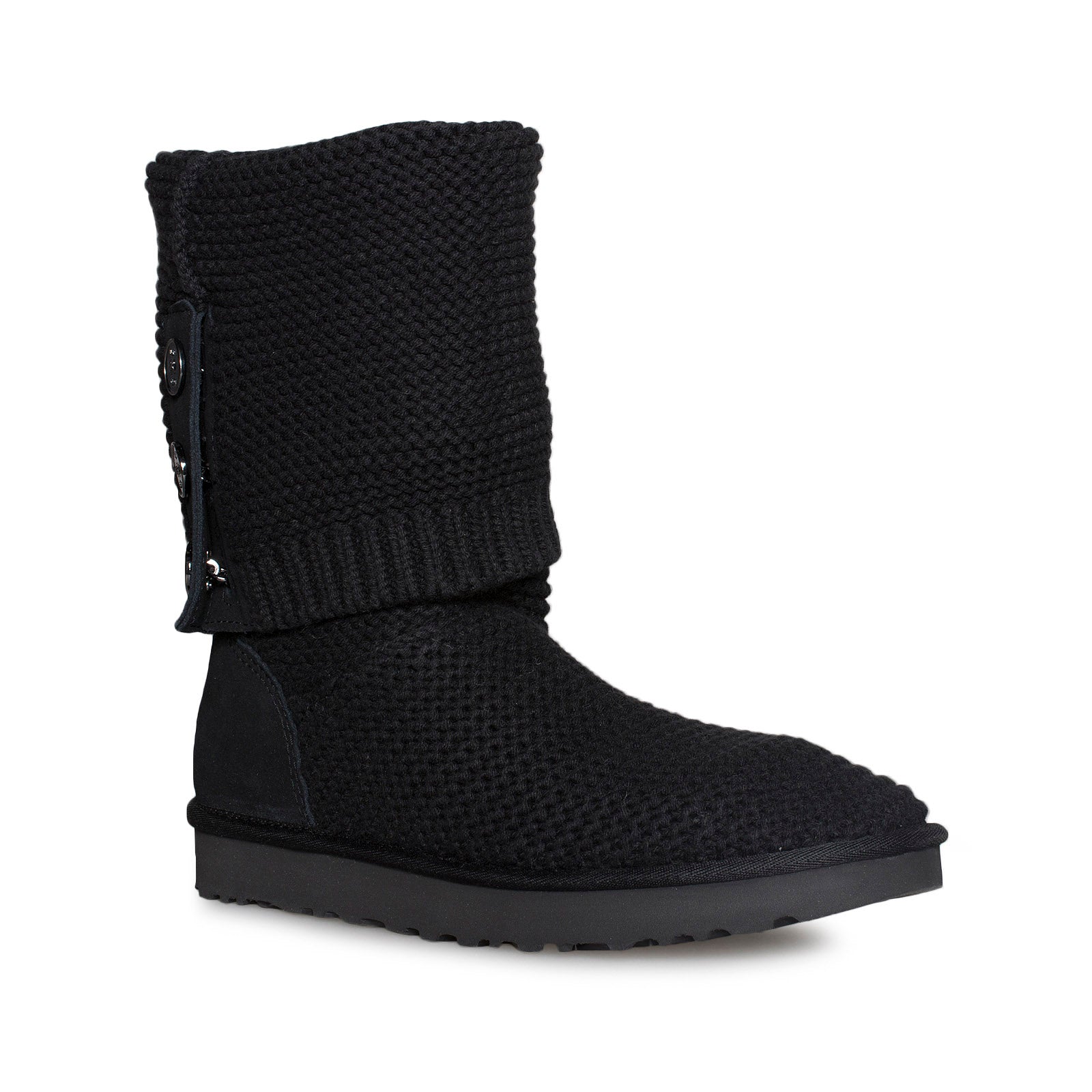 UGG Purl Cardy Knit Black Boots - Women 