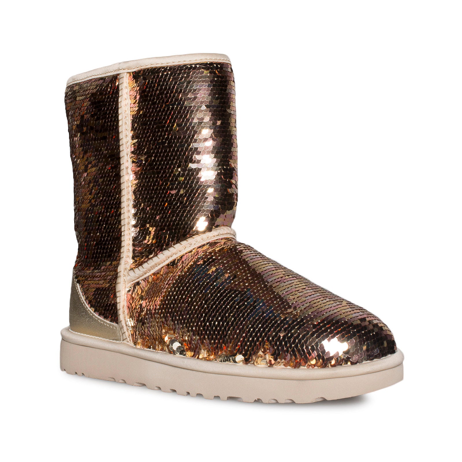 UGG Classic Short Sequin Gold Combo Boots - Women's - MyCozyBoots