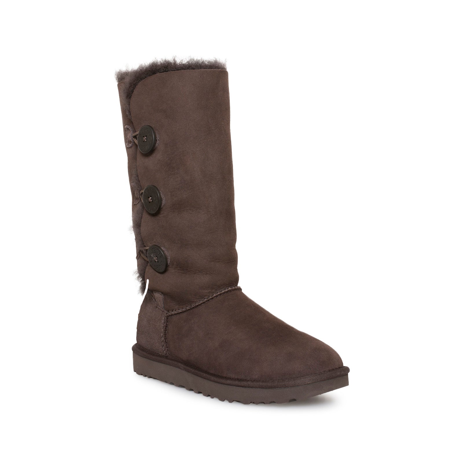 UGG Bailey Button Triplet II Chocolate Boots - MyCozyBoots